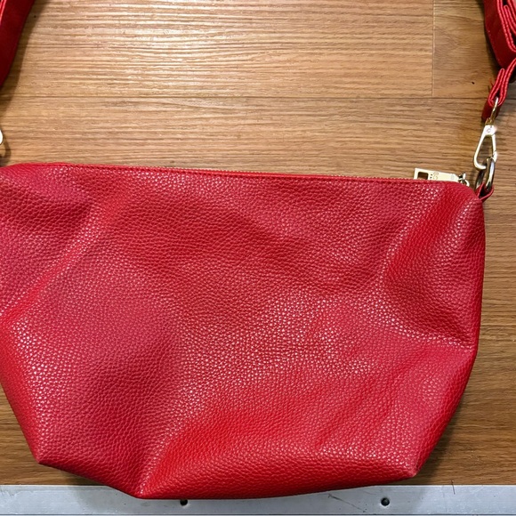 bcbg paris red faux vegan leather red tote bag crossbody purse Sm stain inside - Picture 11 of 16